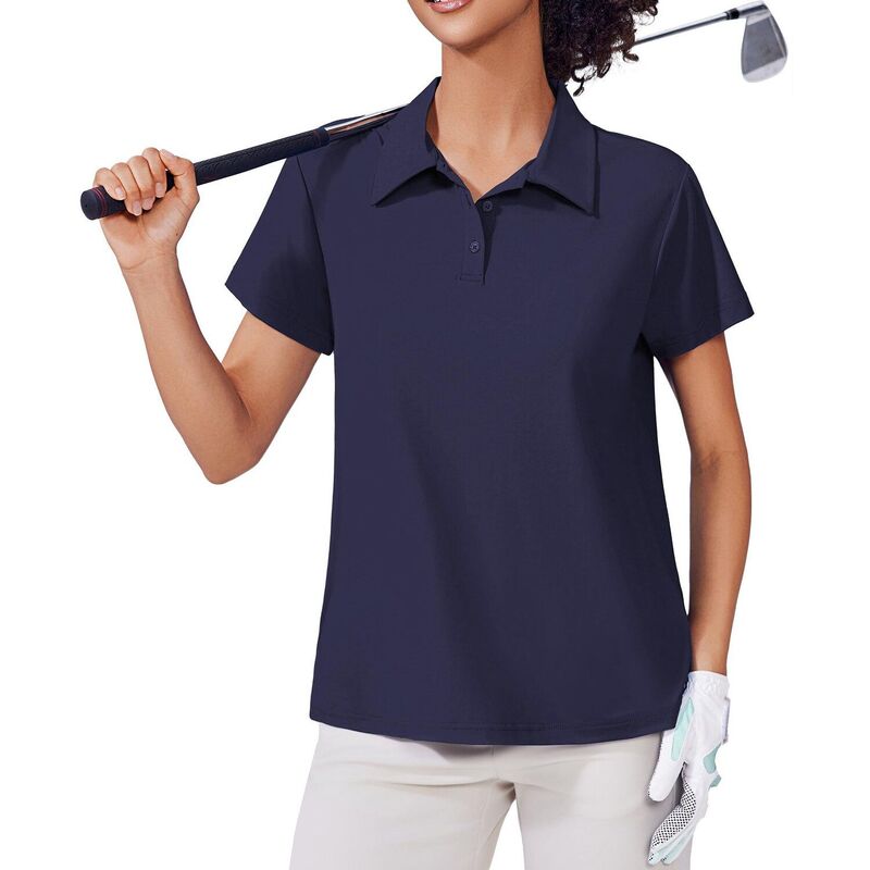 ピンぴかぴか光る レディース トップス プルオーバー PINSPARK Women\u0027short Sleeve Golf Polo Shirt Moisture Wicking 3-Button Collared Tennis Athletic Top Navy Blue 米国海軍