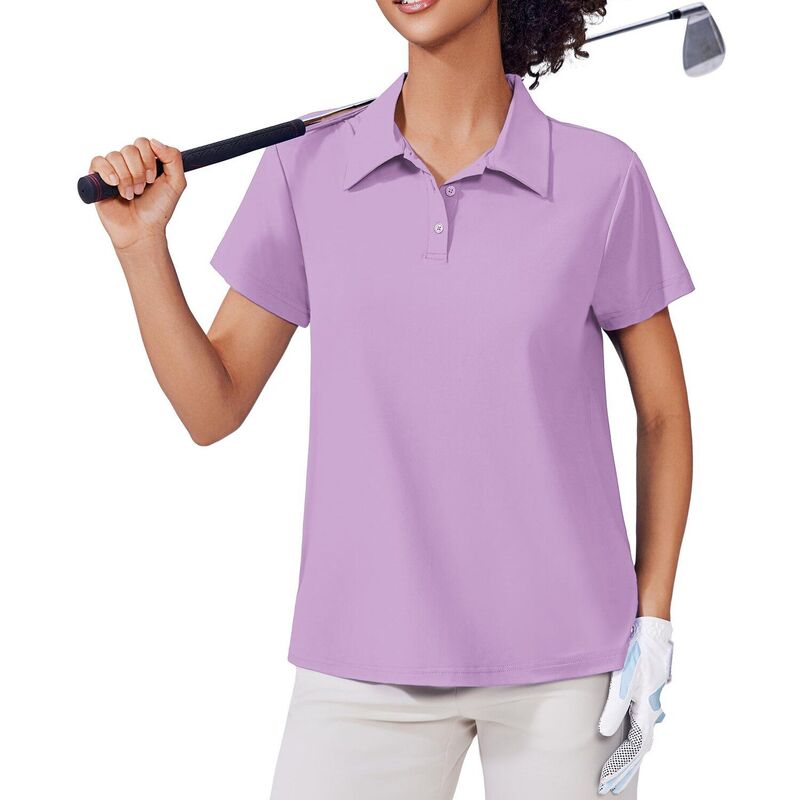 ピンぴかぴか光る レディース トップス プルオーバー PINSPARK Women\u0027short Sleeve Golf Polo Shirt Moisture Wicking 3-Button Collared Tennis Athletic Topurple パープル