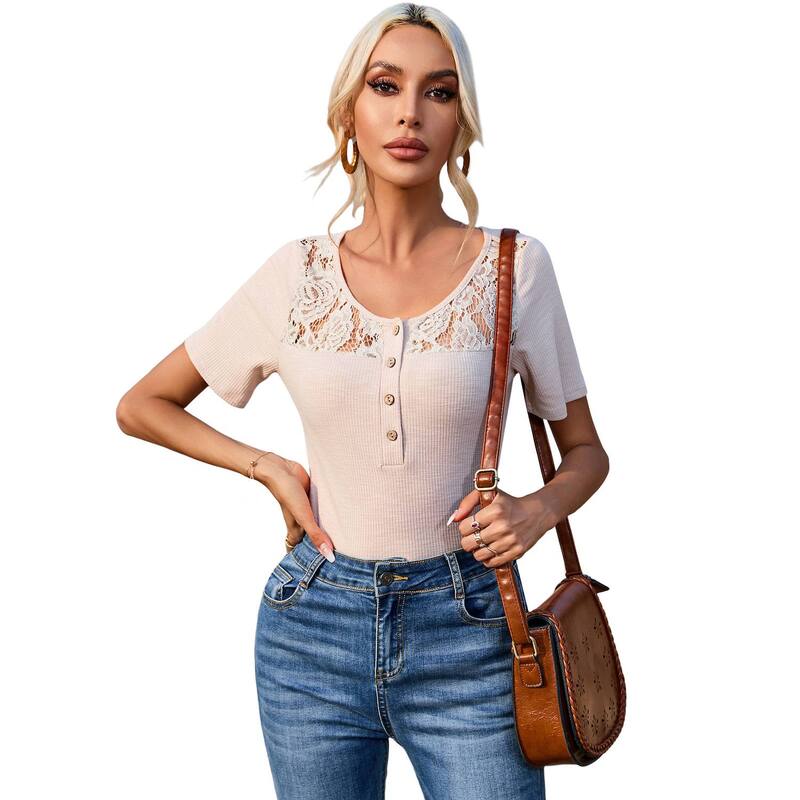 クリアラブ レディース トップス シャツ スリムフィット ボタンダウン リブ ダウン ブラウス ニット Clearlove Women'short Sleeve Henley Shirts Ribbed Button Down Scoop Neck Slim Fitops Ribbed Knit Blouse Claret｜ReVida 店