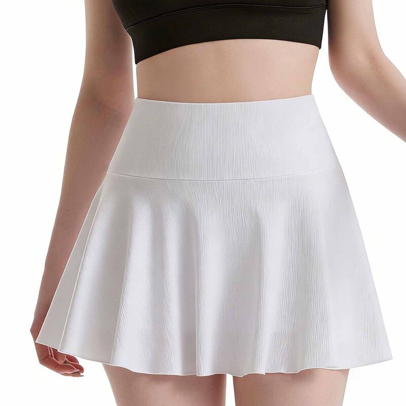 クリアフラワー レディース ボトムスカート プリーツ ハイウエスト ClearFlower Women's High-Waisted Pleated Active Skortennis Badminton Skirt with Built-in Short White ホワイト｜ReVida 店