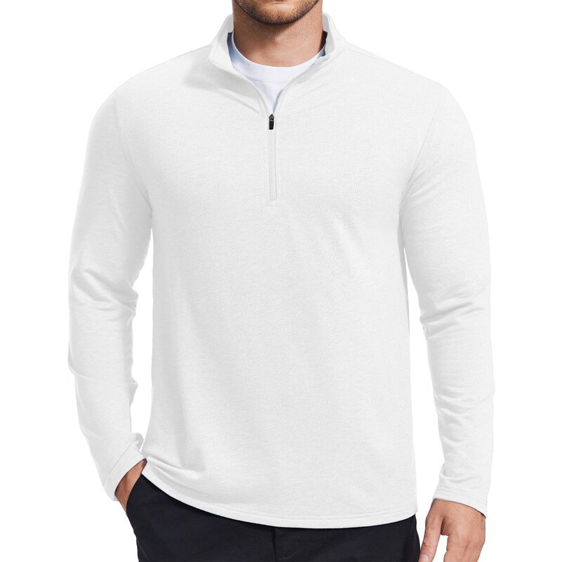 ピンスパーク レディース トップス Tシャツ ハーフジップ モックネック PINSPARK Men's Quarter Zip Mock Neck Pullover Lightweight Long Sleeve Golf Athletic Shirt White ホワイト｜ReVida 店