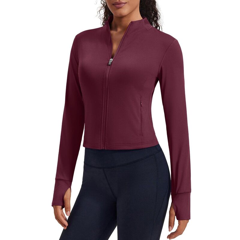 ピンぴかぴか光る レディース アウター 上衣・上衣 Pinspark Women\u0027s Full Zip Running Workout Jacket Soft Gym Yoga Jacket withumb Holes \u0026 4 Pockets Jujube Red 赤いこと