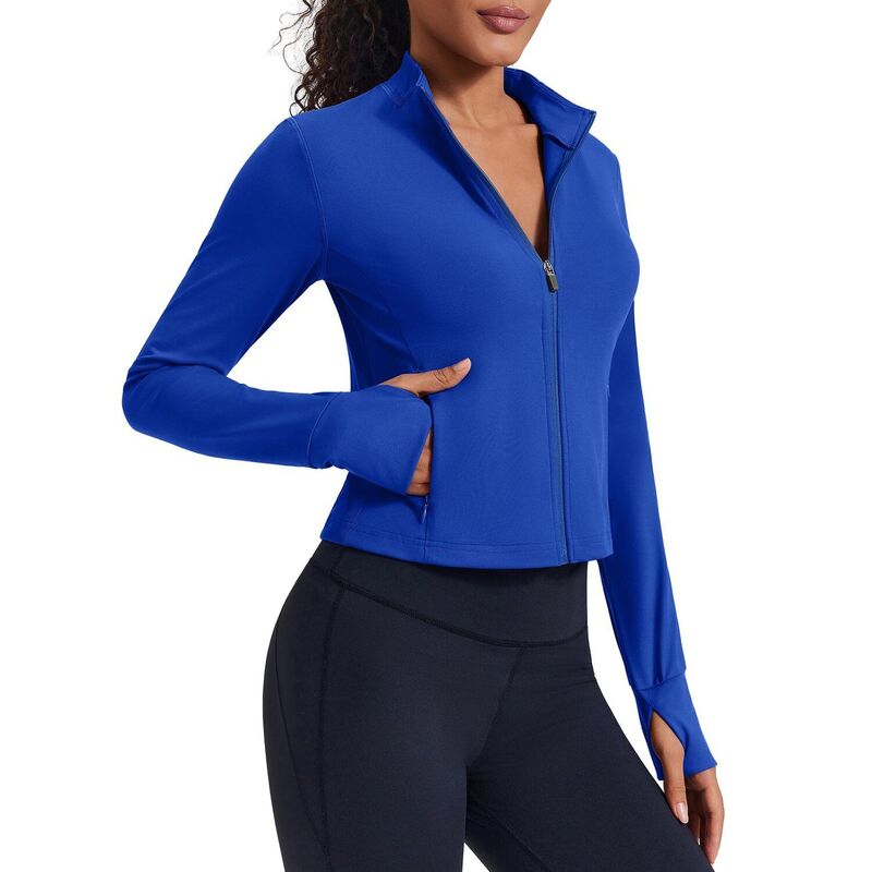ピンぴかぴか光る レディース アウター 上衣・上衣 Pinspark Women\u0027s Full Zip Running Workout Jacket Soft Gym Yoga Jacket withumb Holes \u0026 4 Pockets Royal Blue 青色