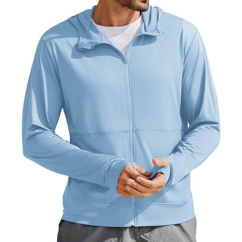 ピンぴかぴか光る レディース アウター 上衣・上衣 プルオーバー パーカー Pinspark Men\u0027s UPF50+ Full Zip Sun Protection Hoodie Jacket Long Sleeve Hiking Fishing Shirt Light Blue 青色