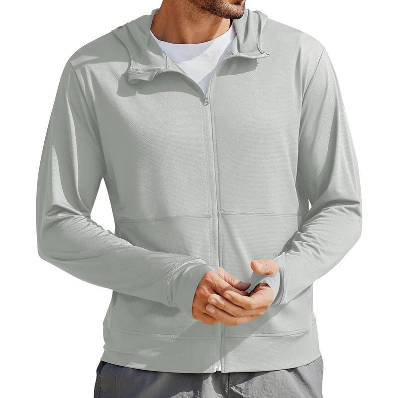 ピンぴかぴか光る レディース アウター 上衣・上衣 プルオーバー パーカー Pinspark Men\u0027s UPF50+ Full Zip Sun Protection Hoodie Jacket Long Sleeve Hiking Fishing Shirt Light Grey 薄墨色