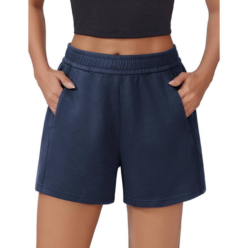 ピンスパーク レディース ボトムス ハーフパンツ・ショーツ ショートパンツ Pinspark Women'soft Casual High Waisted Sweat Shorts Drawstring Lounge Shorts with Pockets Dark Blue ブルー｜ReVida 店 8,736円