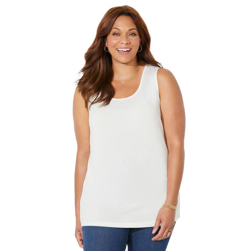キャサリンズ レディース トップス Tシャツ ドレープラスサイズ Catherines Women's Plusize Dream Drape Timeless Tank Ivory アイボリー｜ReVida 店