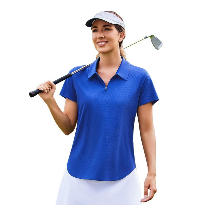 ピンぴかぴか光る レディース トップス プルオーバー Vのど首 PINSPARK Women\u0027short Sleeve V-Neck Golf Polo Quick Dry Pickleball Tennishirt Royal Blue 青色