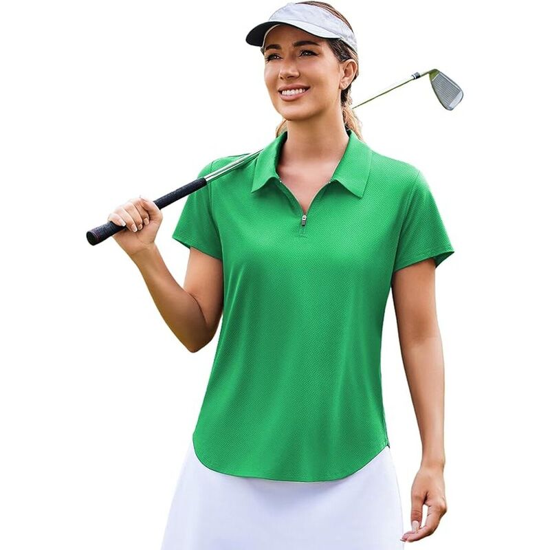 ピンぴかぴか光る レディース トップス プルオーバー Vのど首 PINSPARK Women\u0027short Sleeve V-Neck Golf Polo Quick Dry Pickleball Tennishirt White 白いこと