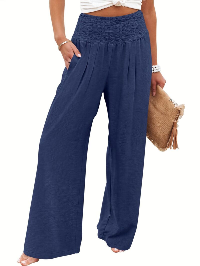 クリアラブ レディース ボトムス カジュアルパンツ ワイドレッグ ハイウエスト リネン Clearlove Women's High Waist Wide Leg Linen Palazzo Pantsummer Boho Casualounge Beach Travel Outfits Royal Blue ブルー｜ReVida 店