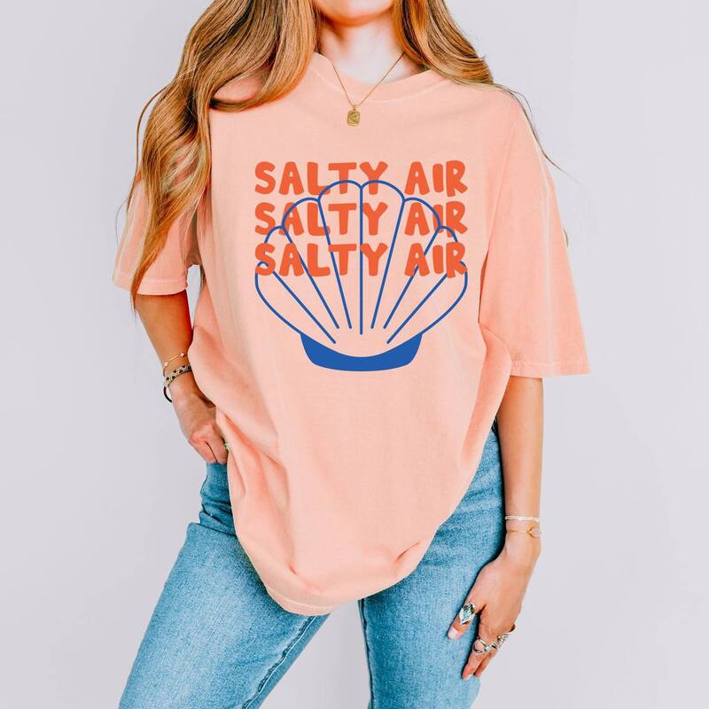 Simply Sage Market レディース トップス プルオーバー グラフィック Simply Sage Market Salty Air Seashell - Women\u0027s Garment Dyed Graphic T-Shirt Peachy