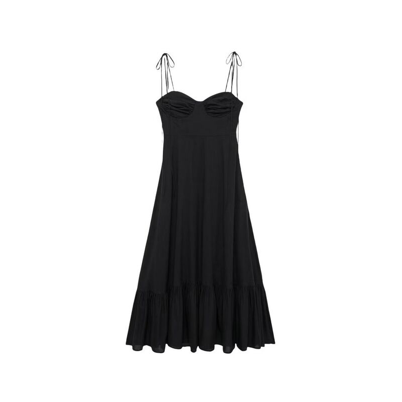 セオリア レディース トップス 衣裳 フラウンス シャーリング マキシ Seoria Women\u0027summer Maxi Dress Adjustable Spaghetti Strap Weddinguest Smocked Ruffle Tea Party Dresses Black 黒いこと