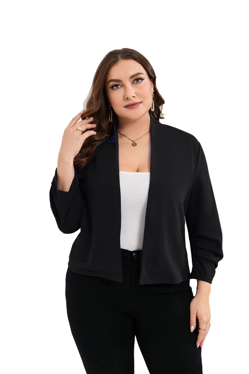 エリートチョイス レディース アウター 上衣・上衣 足し加える大きさ スポーツジャケット Elitechoice Women\u0027s Plusize Long Sleeve Open Front Blazer Black 黒いこと