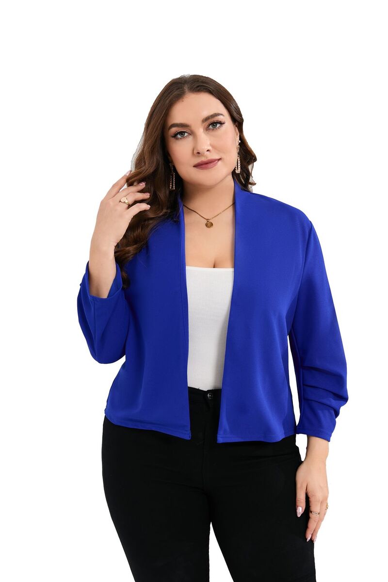 エリートチョイス レディース アウター 上衣・上衣 足し加える大きさ スポーツジャケット Elitechoice Women\u0027s Plusize Long Sleeve Open Front Blazer Blue 青色