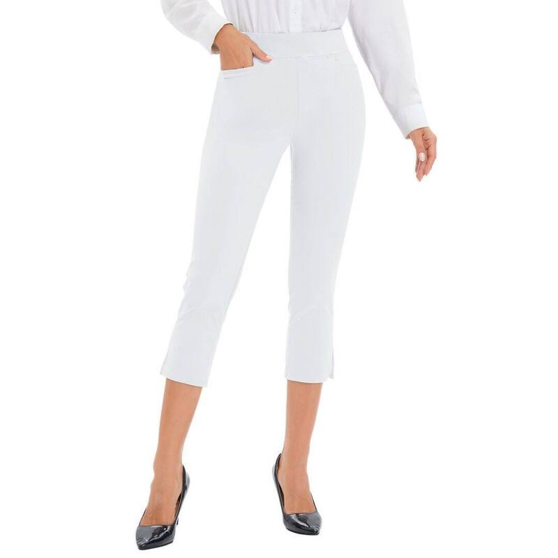 エリートチョイス レディース ボトムス 心地よいズボン下 旗がしら 御機嫌酉の方角 Elitechoice Stretchigh-Waisted Capris Versatile Yoga-to-Work Office Pants White 白いこと
