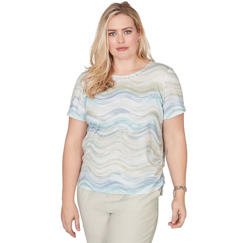 アルフレッド ダナー レディース トップス プルオーバー プチ ギャザー Petite Alfredunner Wavy Side Tie Ruched Top Celadon