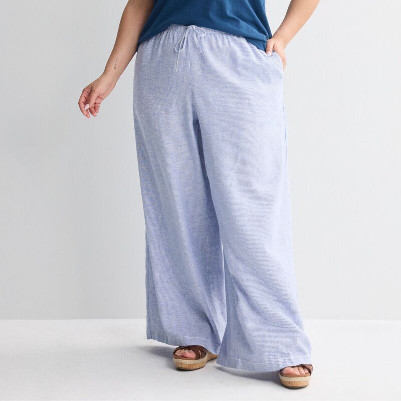 ソノマ レディース ボトムス カジュアルパンツ プラスサイズ リネン Plusize Sonoma Goods For Life Mid Rise Linen Blend Pants Blue Micro Stripe ブルー｜ReVida 店 8,345円