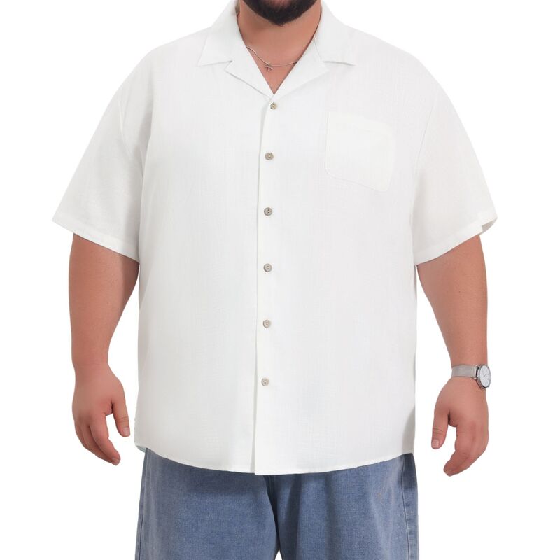 インスパイア シック レディース トップス Tシャツ トール INSPIRE CHIC Men's Big and Tall Shirt Chest Pocket Short Sleeve Summer Hawaiian Shirts White ホワイト|ReVida 店
