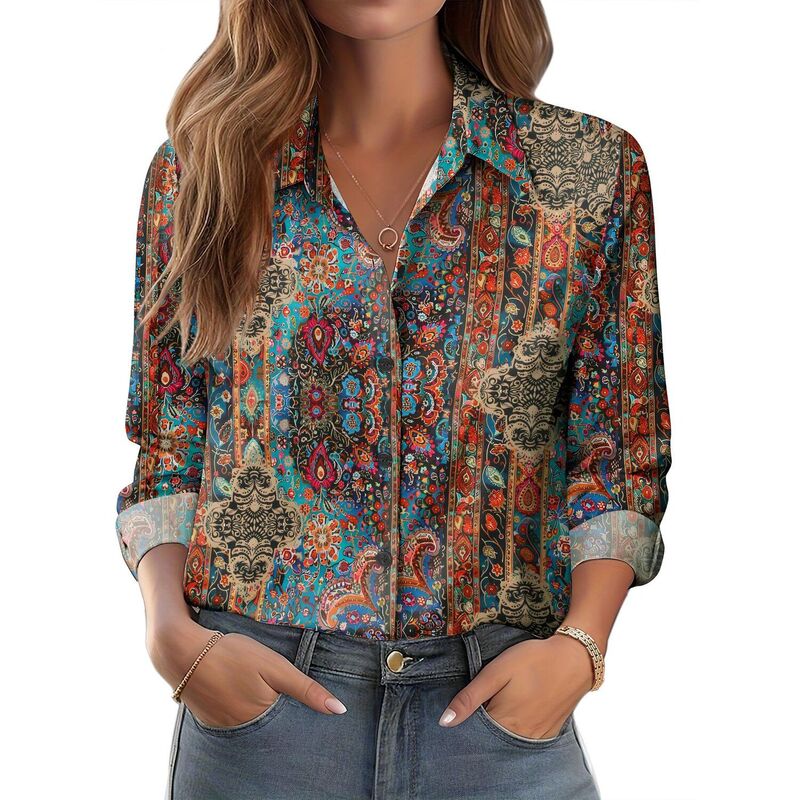 ジーグー レディース トップス シャツ ボタンダウン フラワー柄 ダウン ブラウス フラワー Zeagoo Women's Button Down Shirts Business Casual White Floral Dressy Tops Long Sleeve Work Blouses Brown Print ブラウン｜ReVida 店