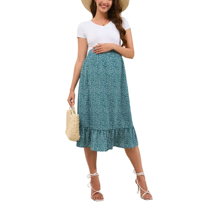 コジョイン レディース 下つ方スコート ティアード A 生産ライン 御機嫌酉の方角 フラウンス マタニティ Kojooin Maternity Skirt Women\u0027s High Waist Ruffled Tiered Casual A Line Swing Boho Skirt Green 緑であること