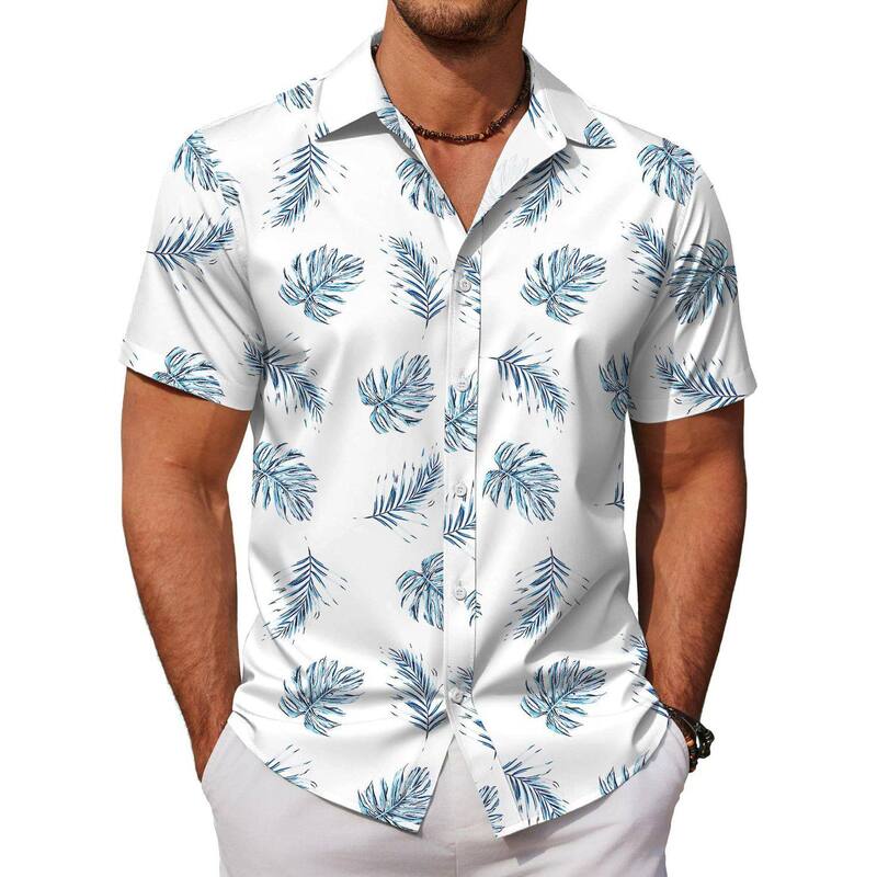 クーファンディ レディース トップス Tシャツ ボタンダウン COOFANDY Mens Hawaiian Shirtshort Sleeve Button Down Aloha Shirt Casual Beach Clothes White ホワイト｜ReVida 店 9,485円