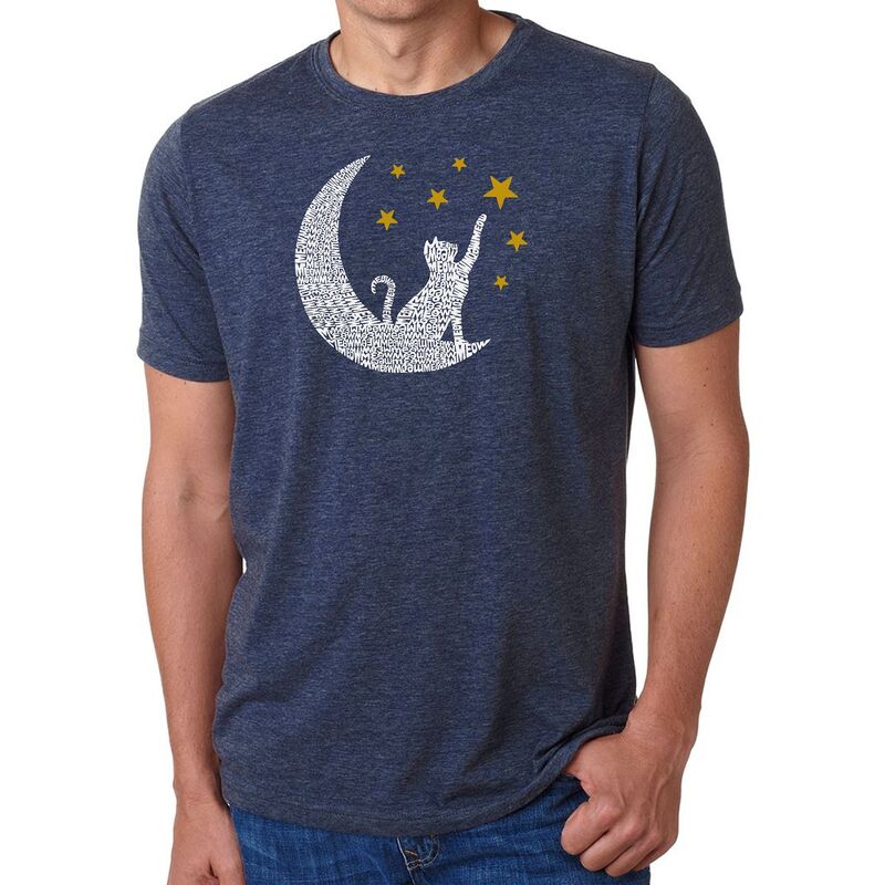 エルエーポップアート メンズ トップス Tシャツ LA Pop Art Cat Moon - Men Premium Blend Word Art-shirt Navy ネイビー