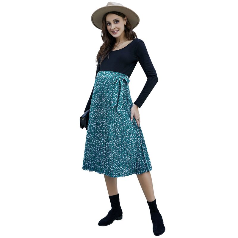 セオリア レディース 下つ方スコート 御花柄 MIDI マタニティ 御花 Seoria Women\u0027s Maternity Casual Tie Waist Floral Midi Skirt Blue Red Flower 青色