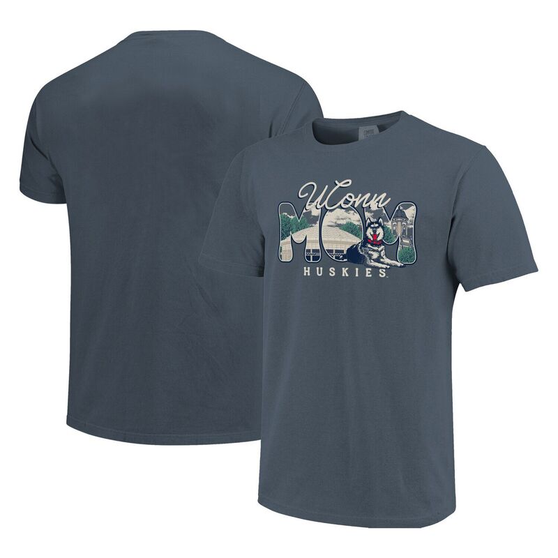 想い浮かべる壱 レディース トップス プルオーバー ジーンズ Image One Women\u0027s Denim UConn Huskies Comfort Colors Campus Drawing Mom T-Shirt Con Turq A ジーンズ