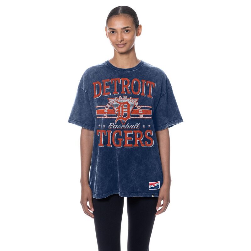 ニュー内鰓 レディース トップス プルオーバー Women\u0027s New Era Navy Detroitigers Oversized Boyfriend T-Shirtgr Navy 米国海軍
