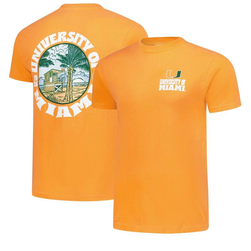 イメージワン レディース トップス Tシャツ キャップ ケープ Image One Men's Orange Miami Hurricanes Comfort Colors Thick Lined Landscape T-Shirt Mia Orange オレンジ|ReVida 店