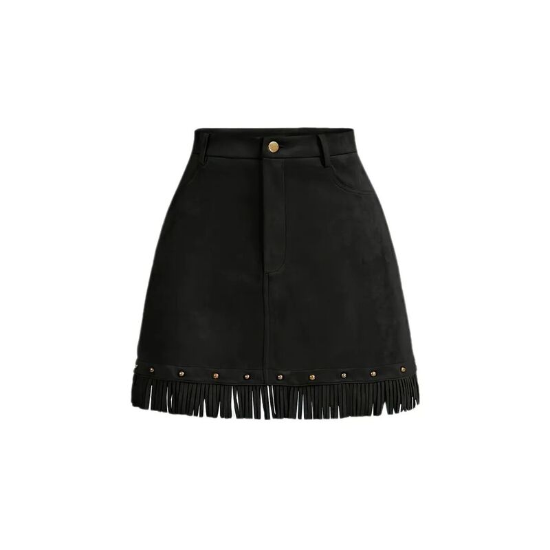 救い主流行り物 レディース 下つ方スコート ミニ スエードクロス フリンジ Yesfashion Women\u0027s Faux Suede Fringe Skirt High Waisted Tassel Western Mini Skirts Black 黒いこと