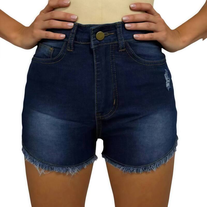 エリートスピリット レディース ボトムス ハーフパンツ・ショーツ ショートパンツ デニム EliteSpirit Womens Jean Shortstretchy High Waisted Rippedenim Distressed Trendy Shorts with Pockets Dark Blue ブルー｜ReVida 店