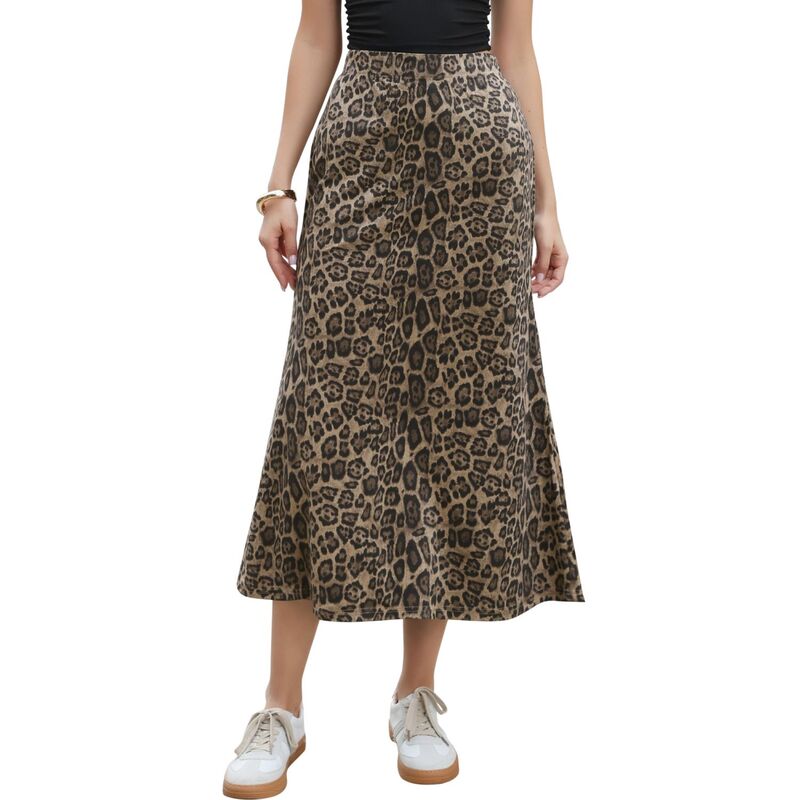 インスパイア 今めかしい レディース 下つ方スコート A 生産ライン 御機嫌酉の方角 マキシ INSPIRE CHIC Leopard Skirt for Women\u0027s Elastic High Waist A-Line Maxi Long Skirts Brown 赤銅色