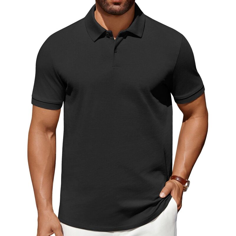 クーファンディ レディース トップス Tシャツ ポロシャツ コットン COOFANDY Polo Shirts for Men 100% Cotton Golf Shirts Work Polo Shirts Dress Polo Mens t-Shirts Black ブラック|ReVida 店