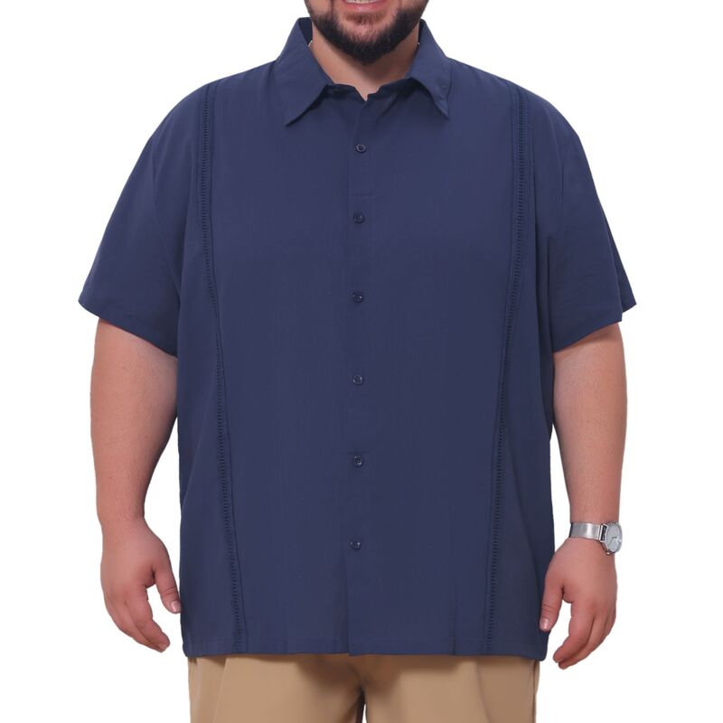インスパイア シック レディース トップス Tシャツ ボタンダウン トール ダウン INSPIRE CHIC Men's Big and Tall Summer Shirt Button Down Short Sleeve Vacation Beach Shirts Dark Blue ブルー|ReVida 店
