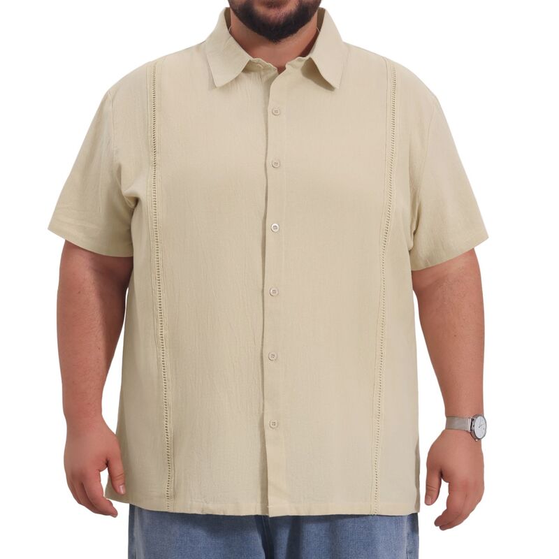 インスパイア シック レディース トップス Tシャツ ボタンダウン トール ダウン INSPIRE CHIC Men's Big and Tall Summer Shirt Button Down Short Sleeve Vacation Beach Shirts Khaki カーキ|ReVida 店
