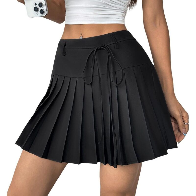 セオリア レディース 下つ方スコート A 生産ライン 御機嫌酉の方角 筋目 ミニ Seoria Women\u0027s Mini Skirt High Waist A-Line Pleated Shortenniskirtie Waist with Side Zipper Black 黒いこと