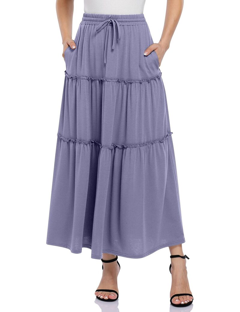 ファンジュライ レディース 下つ方スコート A 生産ライン 御機嫌酉の方角 MIDI FUNJULY Women\u0027s A-Line High Waist Drawstring Midi Skirt with Pockets Blue 青色