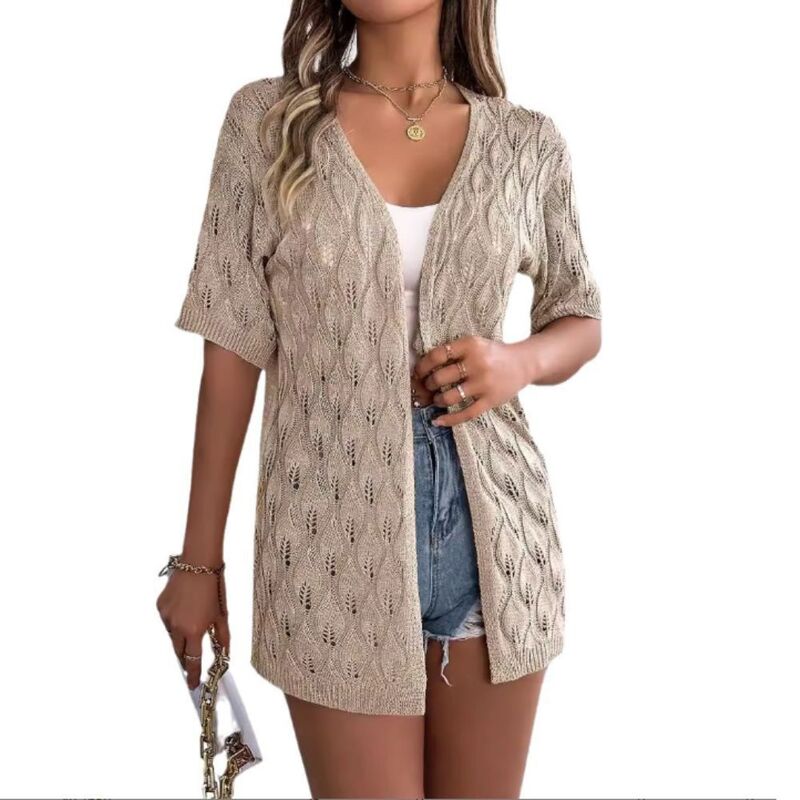 マキシスマーチ レディース アウター 編み物・スウェーター ジレー クロップド Maxxis Merch Women\u0027s Long Sleeve Cardigan Sweaters Open Front Lightweight Cropped Cardigan Khaki カーキ