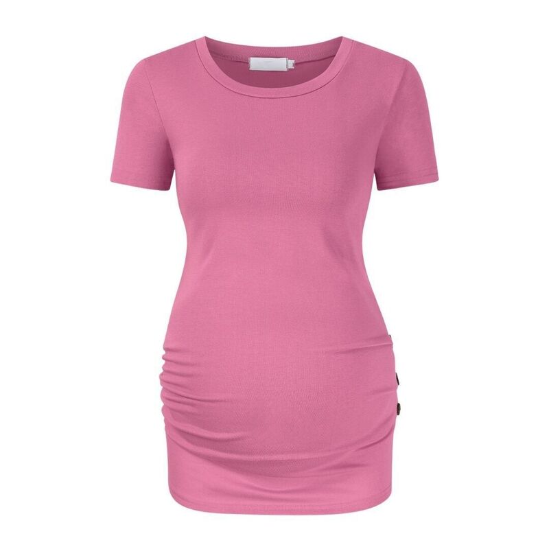 上半身大きさ レディース トップス プルオーバー ギャザー マタニティ BODDYSIZE Maternity Shirt Short Sleeve Pregnancy Tshirt Side Ruched Tee Top Mauve