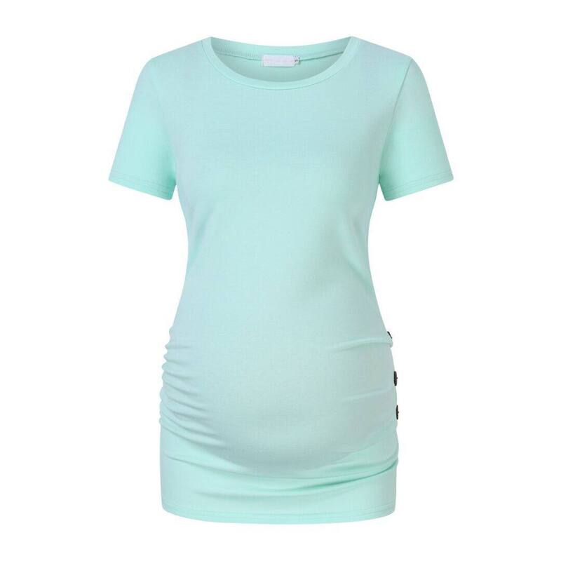 上半身大きさ レディース トップス プルオーバー ギャザー マタニティ BODDYSIZE Maternity Shirt Short Sleeve Pregnancy Tshirt Side Ruched Tee Top Mint Green 緑であること