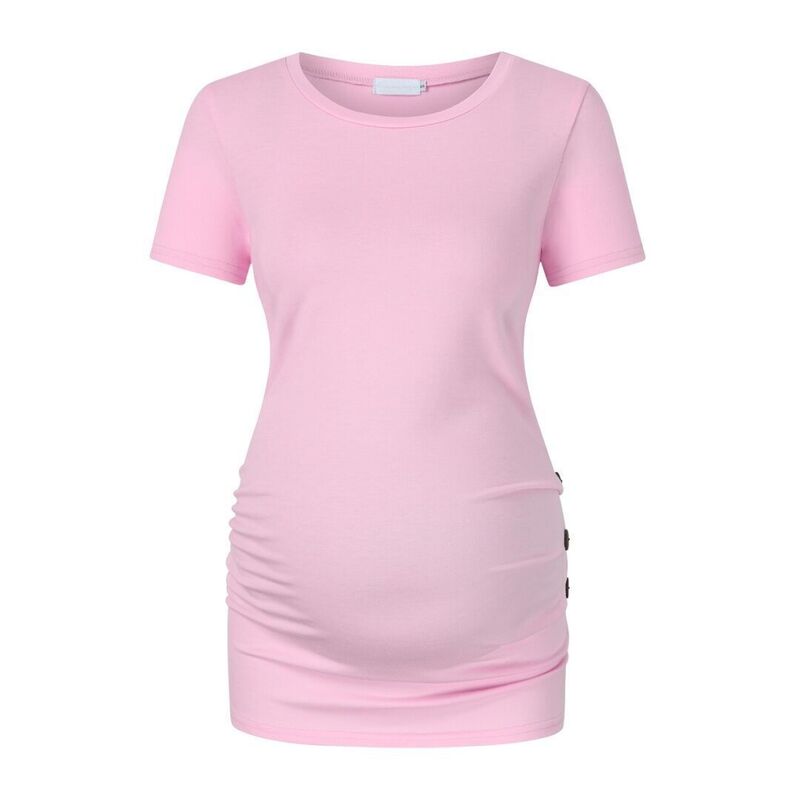 上半身大きさ レディース トップス プルオーバー ギャザー マタニティ BODDYSIZE Maternity Shirt Short Sleeve Pregnancy Tshirt Side Ruched Tee Topink サクラ色