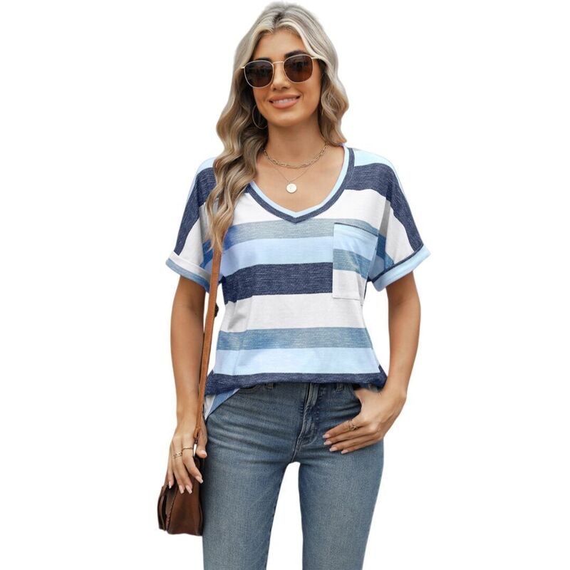 上半身大きさ レディース トップス プルオーバー Vのど首 トップ BODDYSIZE Womens Casual Dressy Business Work Blouses V Neck Shirts Rolled Short Sleeve Outfits Blue 青色
