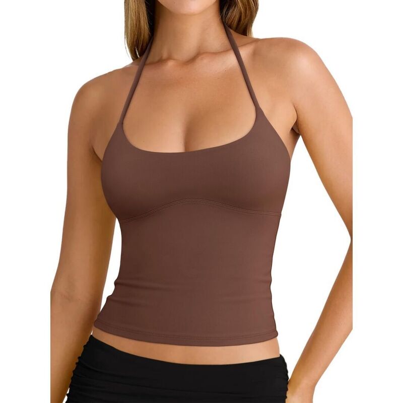 上半身大きさ レディース トップス プルオーバー 後ろ側食い違い ノースリーブ ホルター BODDYSIZE Women\u0027s Going Outop Halter Backless Tank Tops Basicamisole Crop Tops Trendy Sleevelesshirts Khaki カーキ