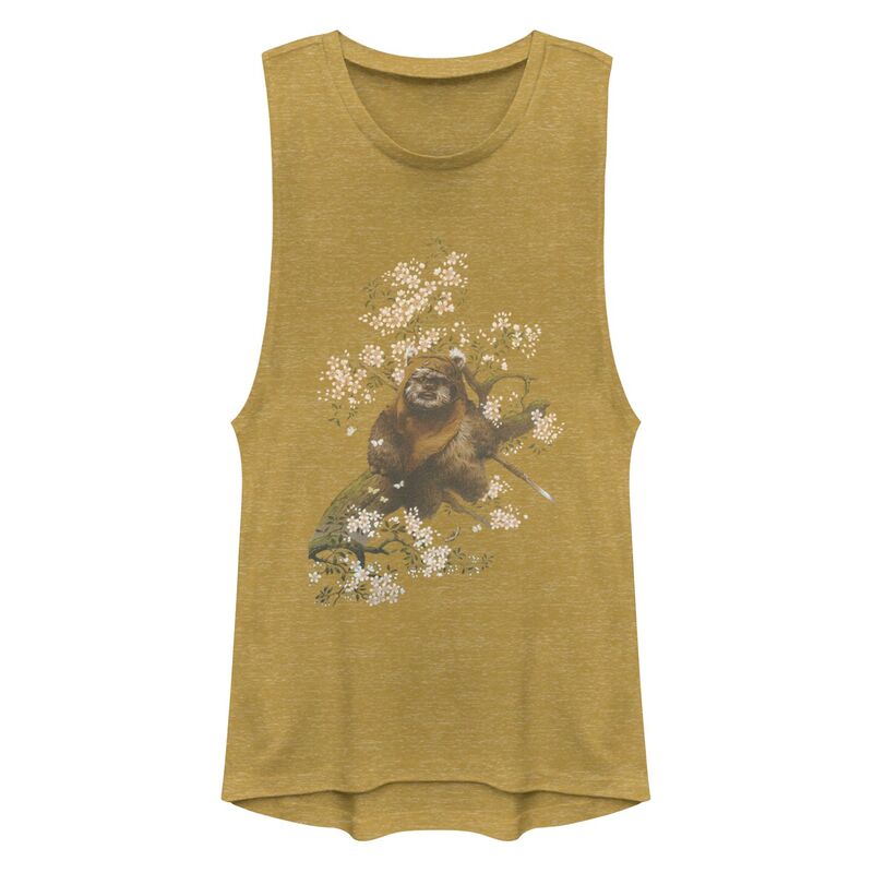 アニメ文字記号 レディース トップス プルオーバー Licensed Character Juniorstar Wars Ewok In The Flowers Muscle Tank Top Gold Heather ギョリュウモドキ