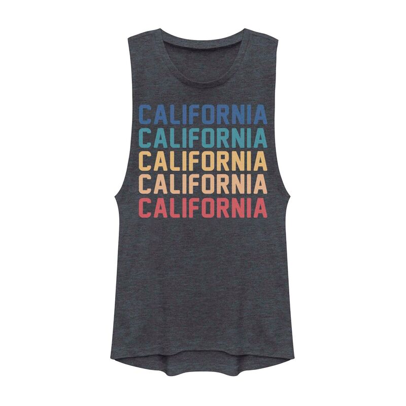 アンブランデッド レディース トップス プルオーバー グラフィック Unbranded Juniors\u0027 California State Graphic Muscle Tank Top Denim Heather ギョリュウモドキ