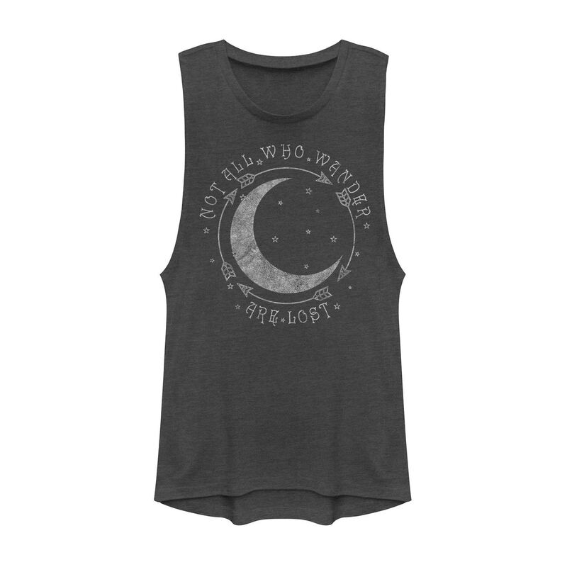アンブランデッド レディース トップス プルオーバー Unbranded Juniors\u0027 \"Not All Who Wander Are Lost\"" Muscle Tank Top Charcoal 濃灰色"