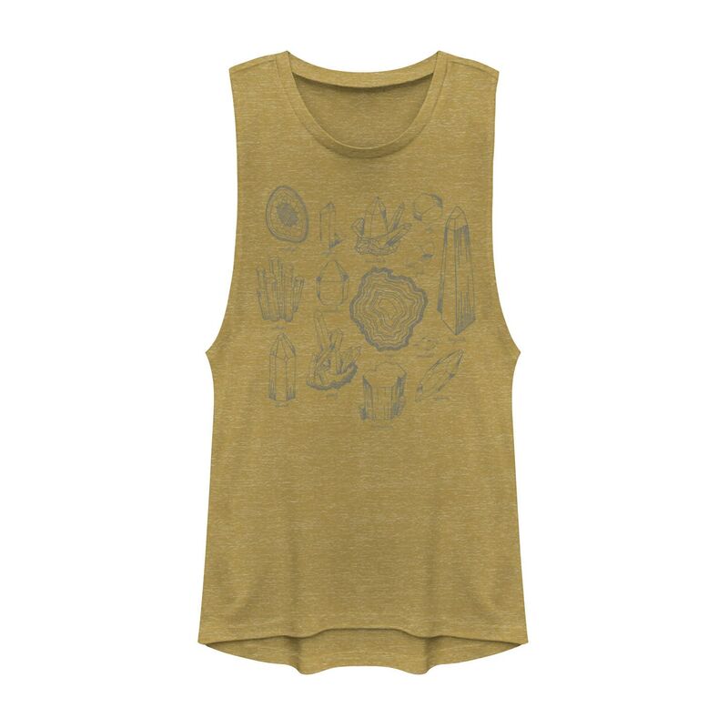 アンブランデッド レディース トップス プルオーバー グラフィック Unbranded Juniors\u0027 Mineral Crystal Rocks Collage Graphic Muscle Tank Top Gold Heather ギョリュウモドキ