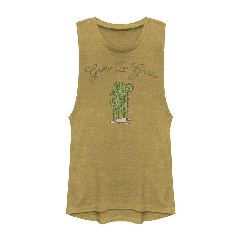アンブランデッド レディース トップス プルオーバー グラフィック Unbranded Juniors\u0027 Grow In Grace Cactus Graphic Muscle Tank Top Gold Heather ギョリュウモドキ