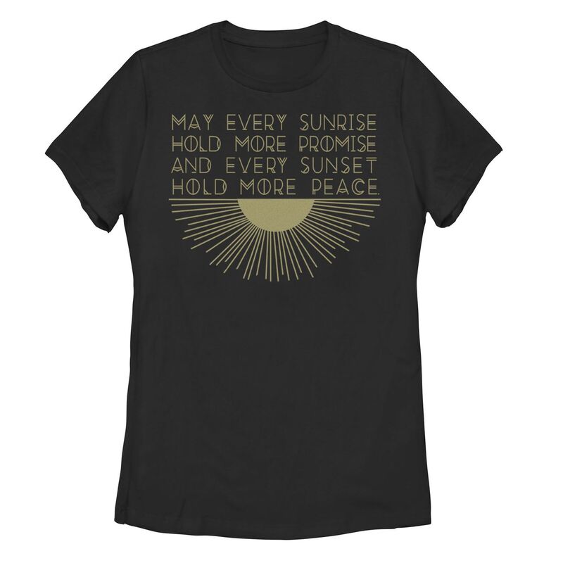 アンブランデッド レディース トップス プルオーバー グラフィック Unbranded Juniors\u0027 May Every Sunrise Hold More Promise Gold Sun Graphic Tee Black 黒いこと